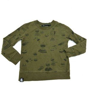 Mini & Maximus Cat Pirates Robbers Sweatshirt Top 2 2T Boys Olive Green Crewneck